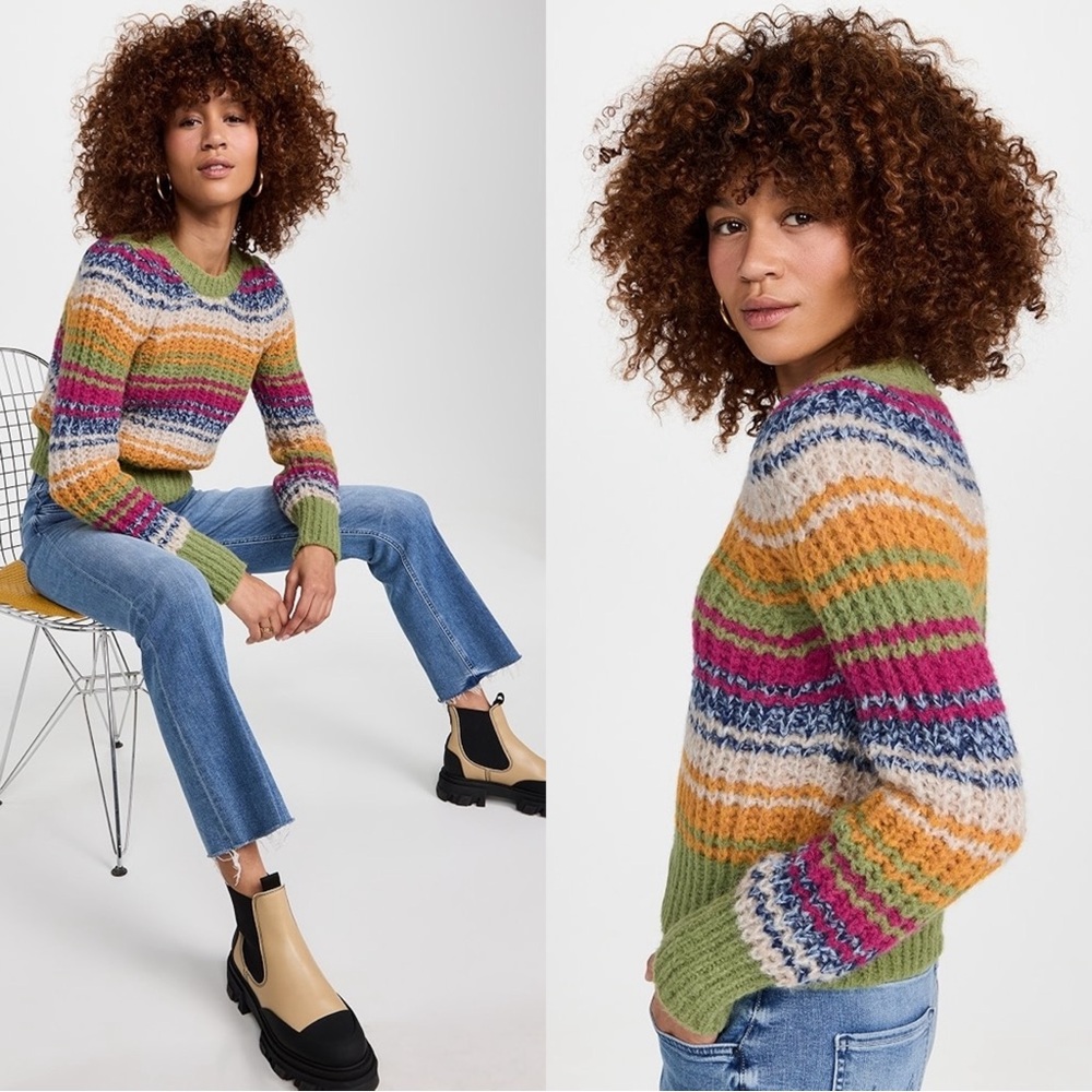 Mother The Inset Puff Sleeve Jumper Sweater Size Large NWT Tripped Up - Picture 2 of 6